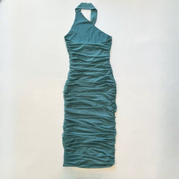 NEW ZARA Fitted Organza  Halter Midi Dress in Green, Size S - Picture 15 of 16